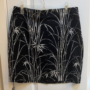Talbots Black and White Bamboo Pattern Pencil Skirt
